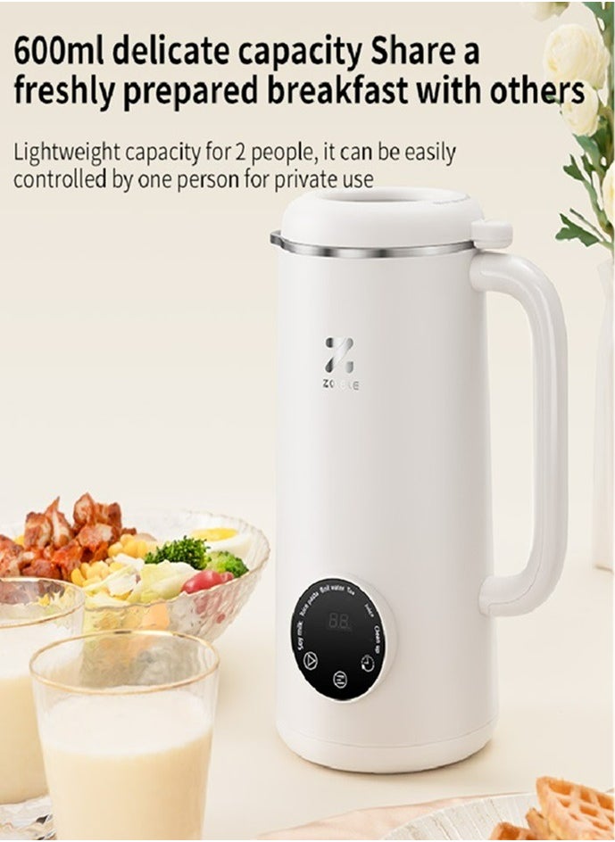 Multi-Funtional Juice Blender & Electric Kettle, 600ml Capacity, Touch Control, 10 Leaf Steel Knife, 4 Blending Modes, 600W Motor, MB601-WHITE