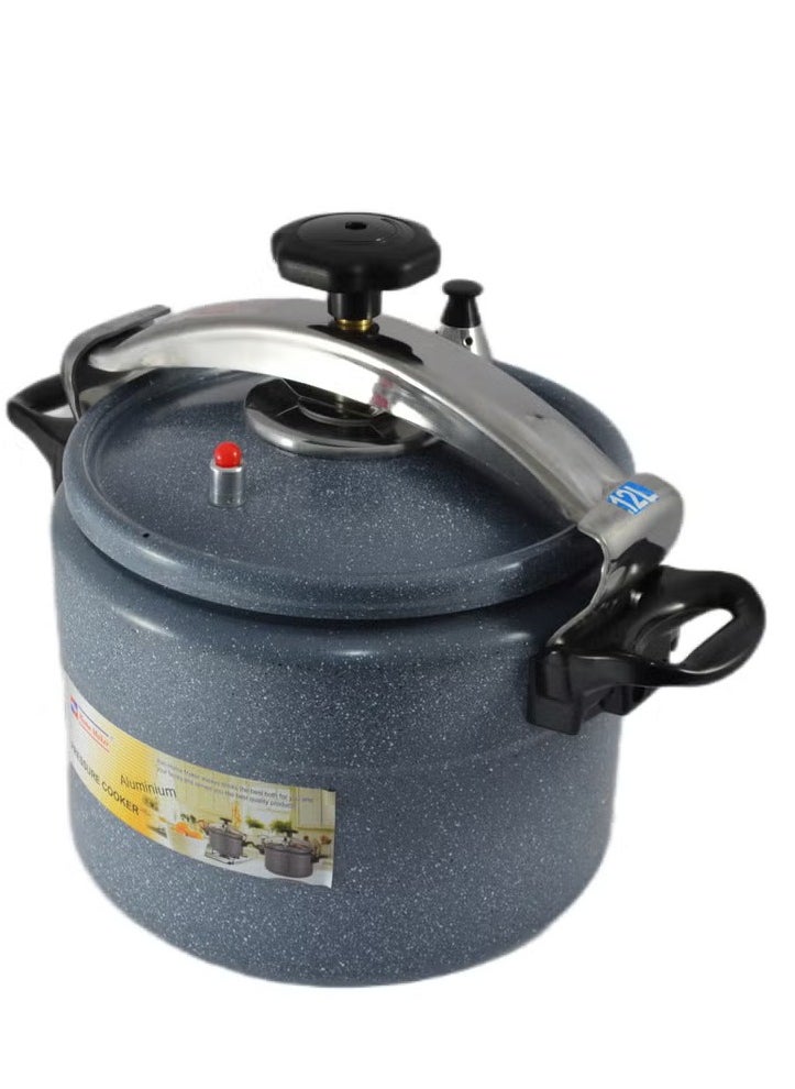 12L Ceramic-Coated Aluminium Pressure Cooker – 28cm Grey – Induction Base, Fast & Safe Cooking with Steam Valve – Ergonomic Handles & Even Heat Distribution