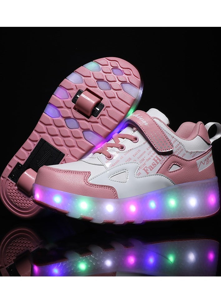 LED Flash Light Fashion Shiny Sneaker Skate Heelys Shoes With Wheels And Lightning Sole