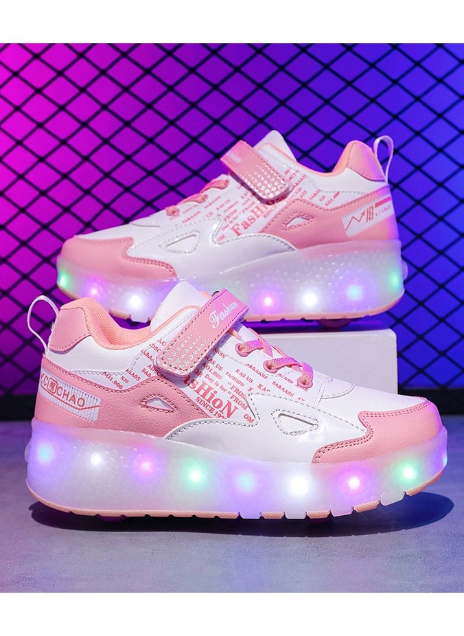 LED Flash Light Fashion Shiny Sneaker Skate Heelys Shoes With Wheels And Lightning Sole