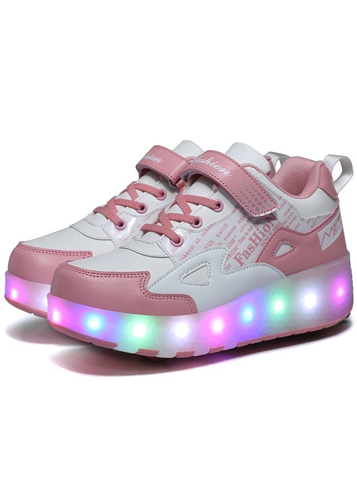 LED Flash Light Fashion Shiny Sneaker Skate Heelys Shoes With Wheels And Lightning Sole