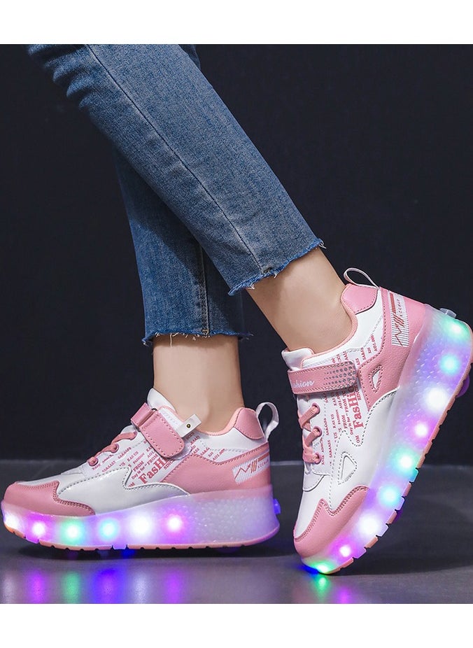 LED Flash Light Fashion Shiny Sneaker Skate Heelys Shoes With Wheels And Lightning Sole