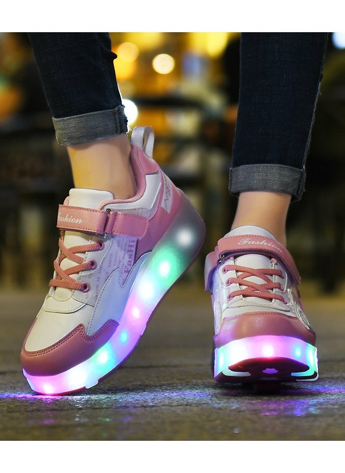 LED Flash Light Fashion Shiny Sneaker Skate Heelys Shoes With Wheels And Lightning Sole