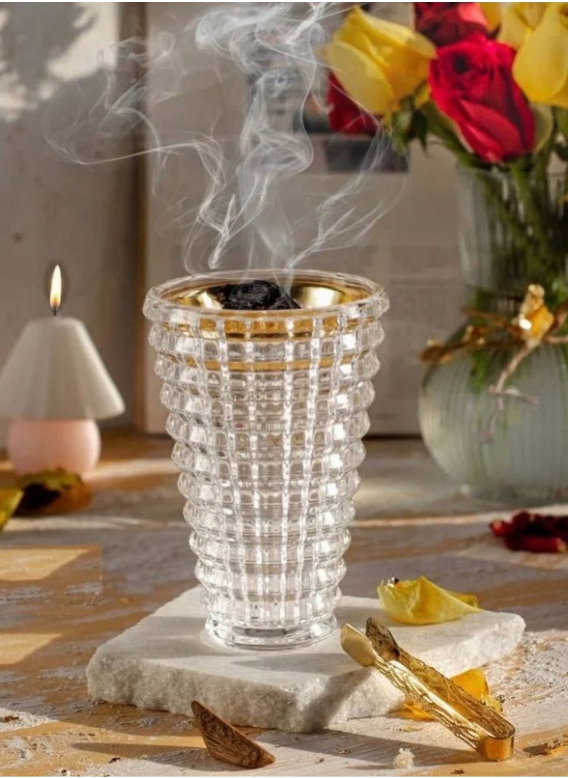Crystal Finished Madkhan Bakhoor with Incense Burner Clear 10cm
