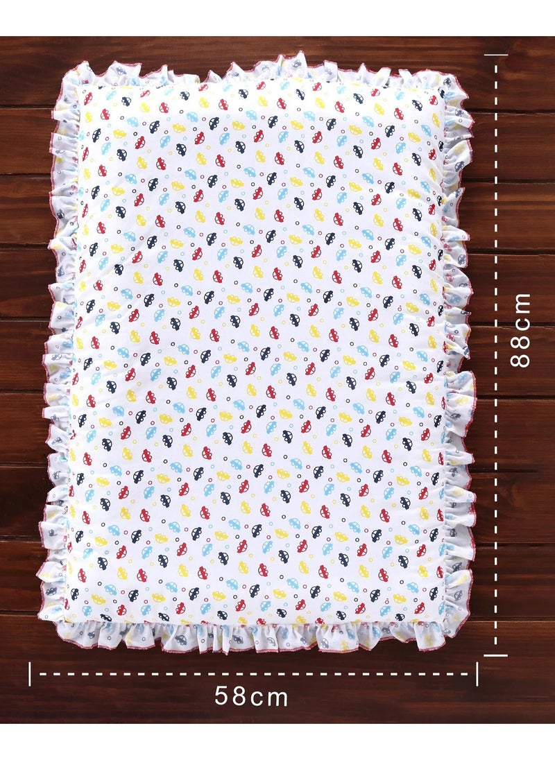 Babyhug Travel Print Portable Bedding Set, 100% Cotton, 0-12M - Multicolor, Mattress, Pillow & Bolsters