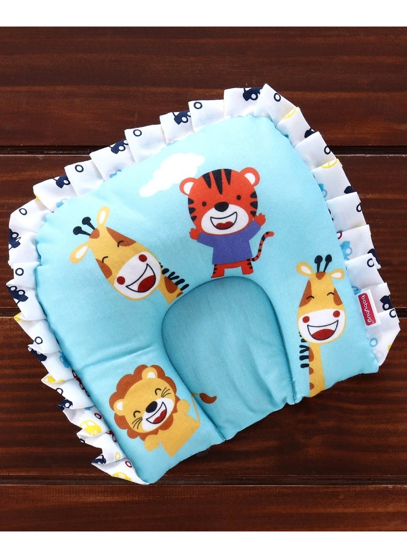 Babyhug Travel Print Portable Bedding Set, 100% Cotton, 0-12M - Multicolor, Mattress, Pillow & Bolsters
