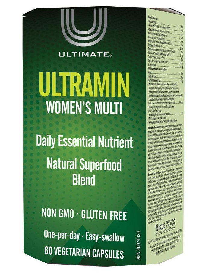 Ultramin Women’s Multivitamins Daily Essential Nutrients Natural Superfood Blend 60 Vegetarian Capsule