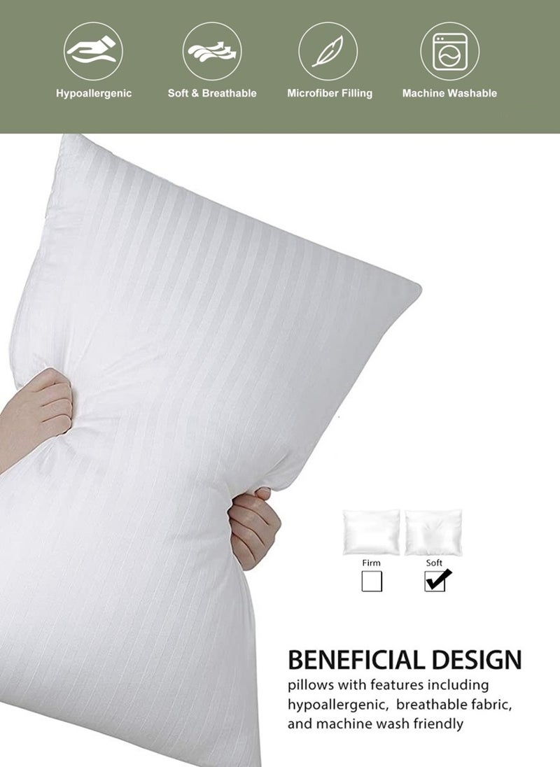 Cotton Sleeping Bed Pillow Stripe White 50X90cm Made in Uae