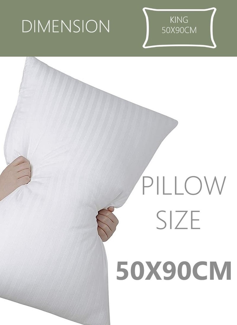 Bed Pillow Cotton White Stripe Design  50X90cm Made in Uae