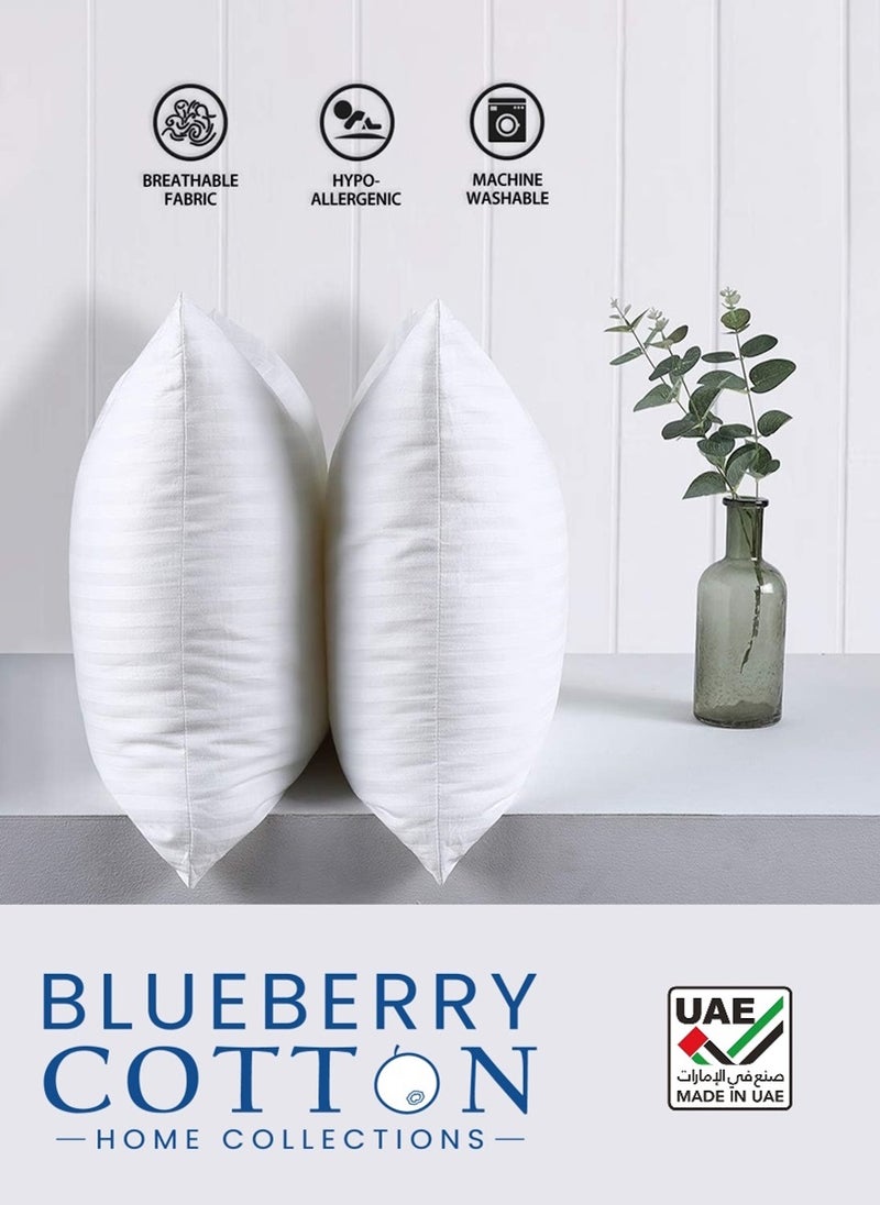 Bed Pillow Cotton White Stripe Design  50X90cm Made in Uae