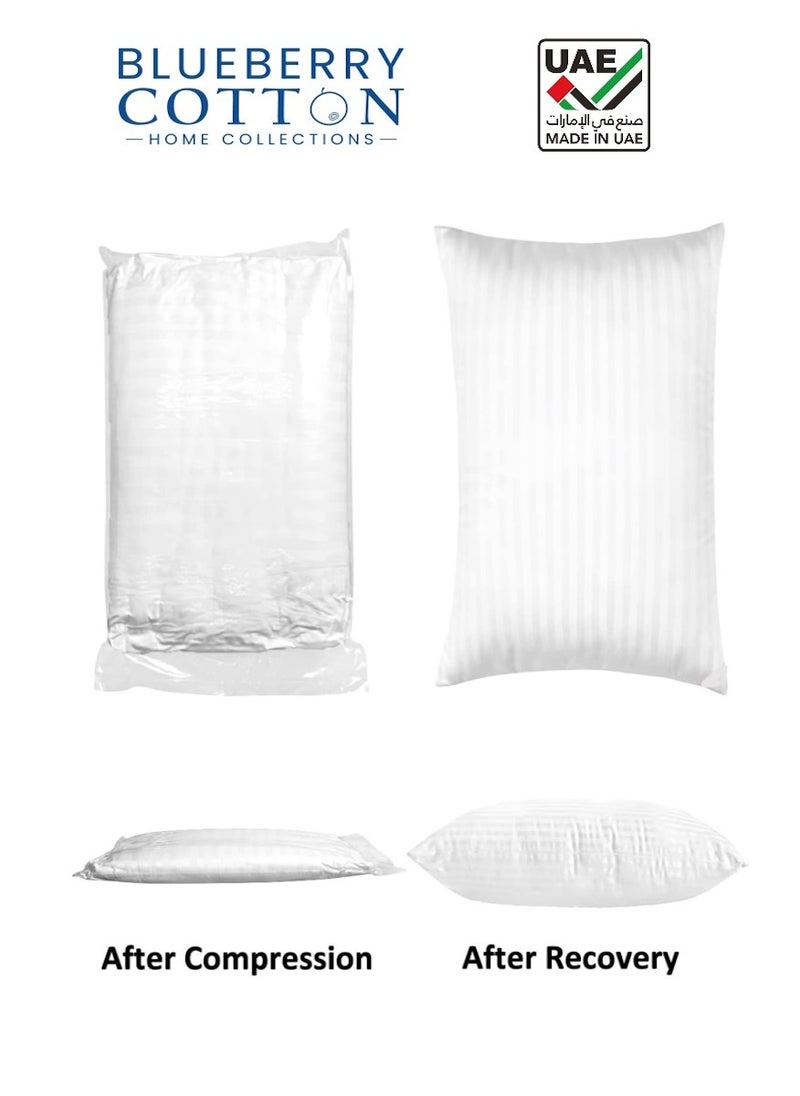 Bed Pillow Cotton White Stripe Design  50X90cm Made in Uae