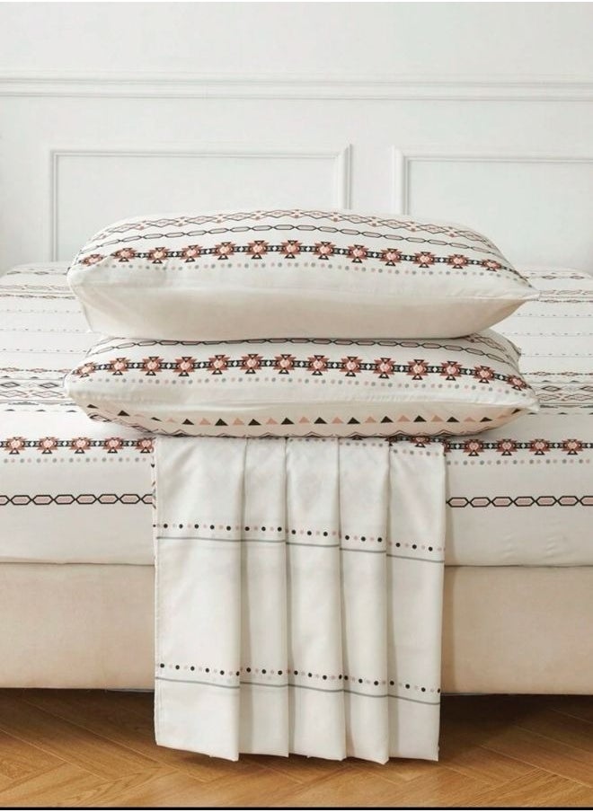 4 Pieces Bedsheet Set Boho Design.
