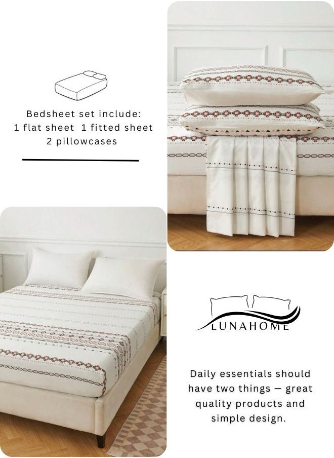 4 Pieces Bedsheet Set Boho Design.