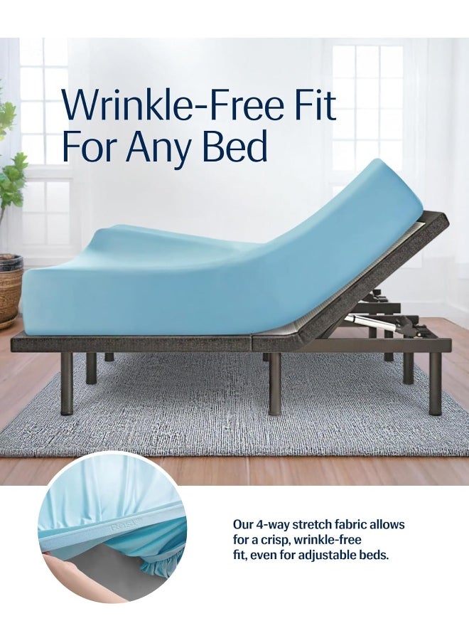 REST® Evercool®+ Fitted Sheet, King Size, Light Blue, 15