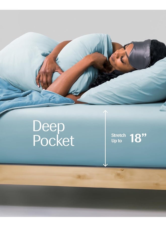 REST® Evercool®+ Fitted Sheet, King Size, Light Blue, 15