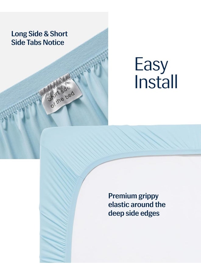 REST® Evercool®+ Fitted Sheet, King Size, Light Blue, 15