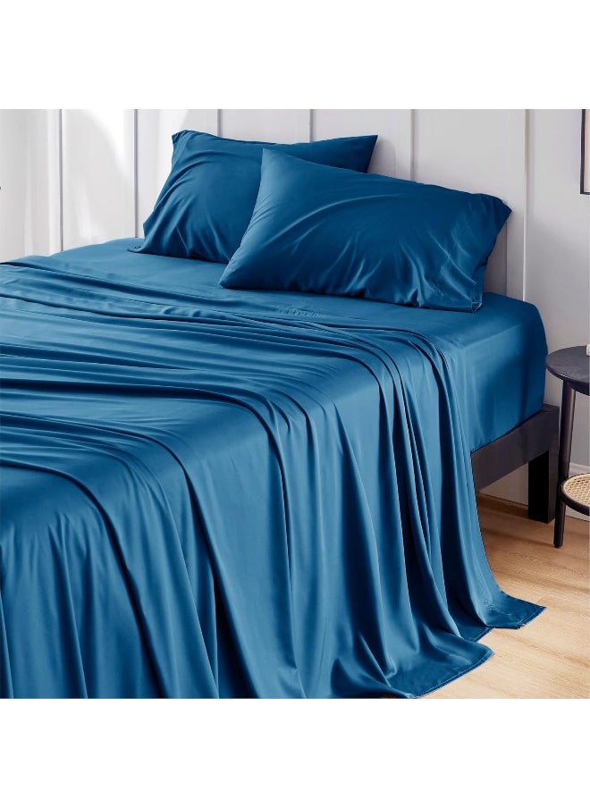 Bedsure King Size Sheet Set, Cooling Sheets King, Rayon Derived from Bamboo, Deep Pocket Up to 16