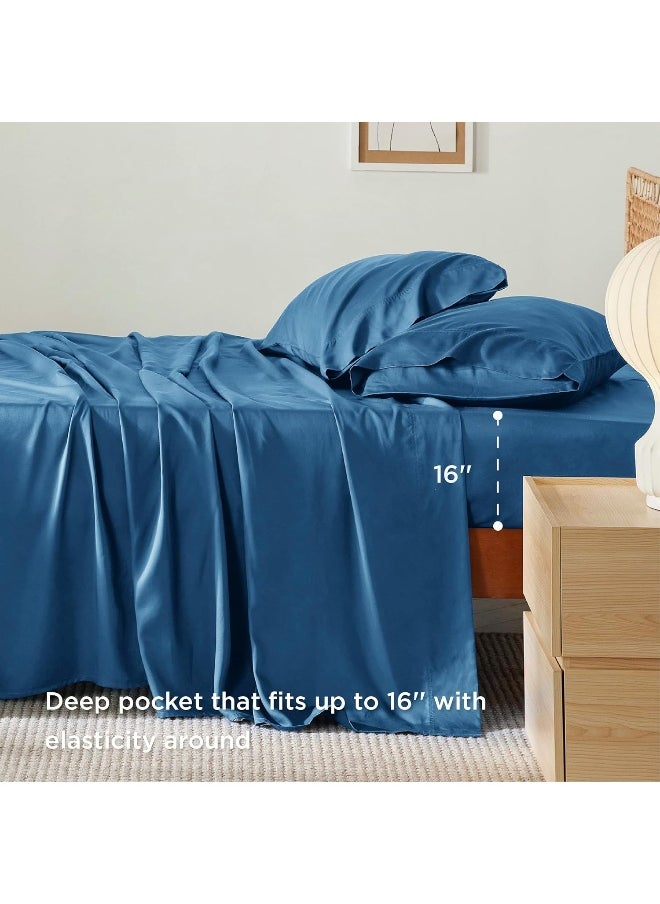 Bedsure King Size Sheet Set, Cooling Sheets King, Rayon Derived from Bamboo, Deep Pocket Up to 16