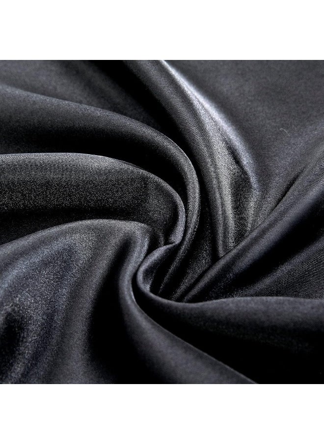 Homiest 4pcs Satin Sheets Set Luxury Silky Satin Bedding Set with Deep Pocket, 1 Fitted Sheet + 1 Flat Sheet + 2 Pillowcases (Queen Size, Black)