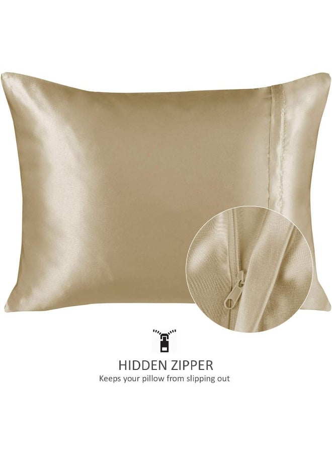 ShopBedding Luxury Satin Pillowcase for Hair – Queen Satin Pillowcase with Zipper, Champagne (Pillowcase Set of 2) – Blissford