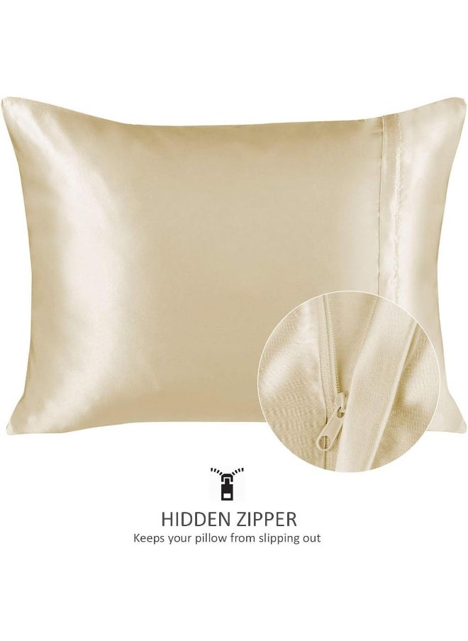 ShopBedding Luxury Satin Pillowcase for Hair – King Satin Pillowcase with Zipper, Ivory (Pillowcase Set of 2) – Blissford