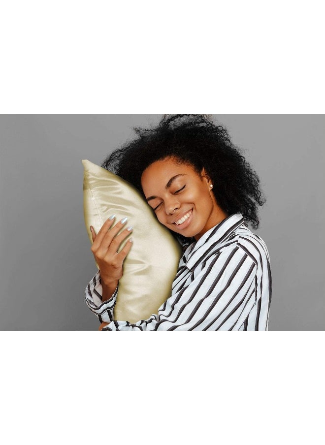 ShopBedding Luxury Satin Pillowcase for Hair – King Satin Pillowcase with Zipper, Ivory (Pillowcase Set of 2) – Blissford