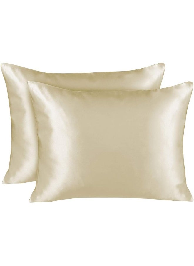 ShopBedding Luxury Satin Pillowcase for Hair – King Satin Pillowcase with Zipper, Ivory (Pillowcase Set of 2) – Blissford