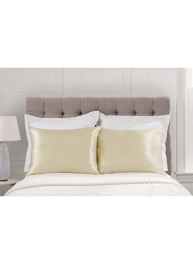 ShopBedding Luxury Satin Pillowcase for Hair – King Satin Pillowcase with Zipper, Ivory (Pillowcase Set of 2) – Blissford