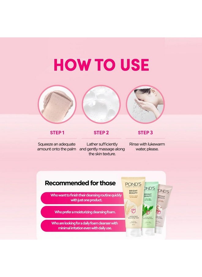 Pond's Bright Beauty Foam Cleanser (Spa) | Gentle Face Wash for Women | Deep Cleansing Formula | Moisturizing & Pure | 17 Amino Acid Complex