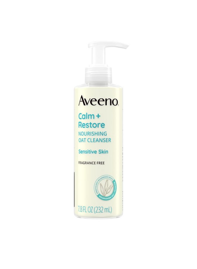 Aveeno Calm + Restore Facial Cleanser for Sensitive Skin, Hydrating Gentle Milky Face Cleanser with Nourishing Oat and Feverfew, Hypoallergenic Formula, Fragrance Free, 7.8 FL OZ