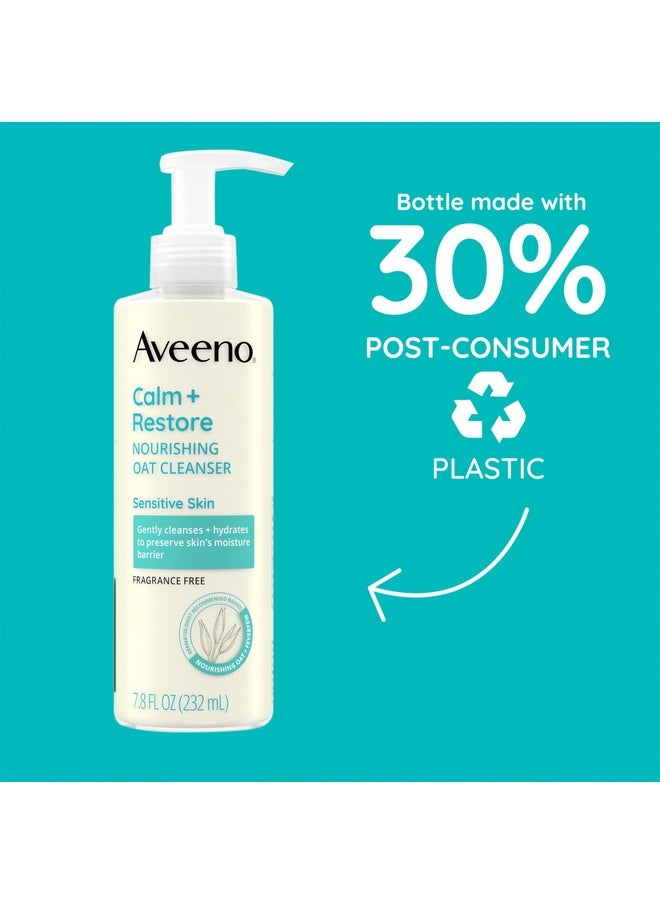 Aveeno Calm + Restore Facial Cleanser for Sensitive Skin, Hydrating Gentle Milky Face Cleanser with Nourishing Oat and Feverfew, Hypoallergenic Formula, Fragrance Free, 7.8 FL OZ