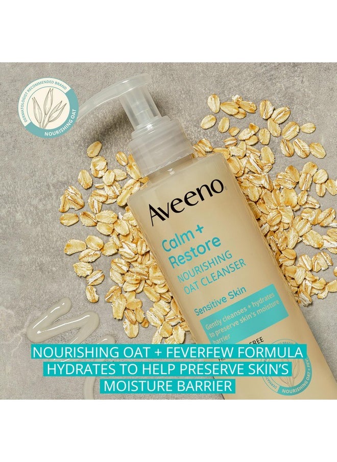 Aveeno Calm + Restore Facial Cleanser for Sensitive Skin, Hydrating Gentle Milky Face Cleanser with Nourishing Oat and Feverfew, Hypoallergenic Formula, Fragrance Free, 7.8 FL OZ
