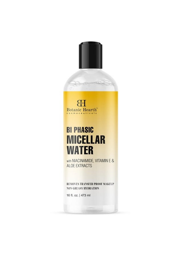 Botanic Hearth Bi-Phasic Micellar Water 16 fl oz - Gently Cleanses, Makeup Remover with Dual-Phase Formula, Suitable for All Skin Types