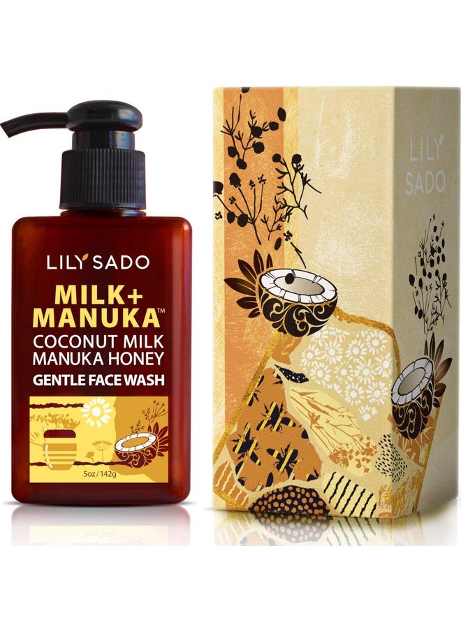 LILY SADO MILK+MANUKA™ Coconut Milk & Manuka Honey Gentle Gel Face Cleanser - Natural Cruelty-Free Facial Wash Cleanses, Balances, Soothes & Hydrates - Reduces Pores & Blackheads - 5oz