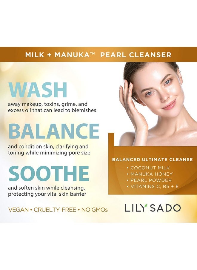 LILY SADO MILK+MANUKA™ Coconut Milk & Manuka Honey Gentle Gel Face Cleanser - Natural Cruelty-Free Facial Wash Cleanses, Balances, Soothes & Hydrates - Reduces Pores & Blackheads - 5oz