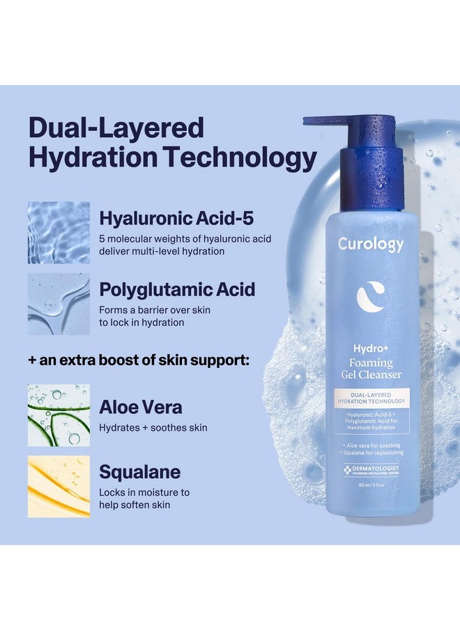 Curology Hydro+ Foaming Gel Facial Cleanser, Gentle Face Wash, Hydrating, Non-Stripping, Sensitive Skin Care, Fragrance Free, 5 fl oz