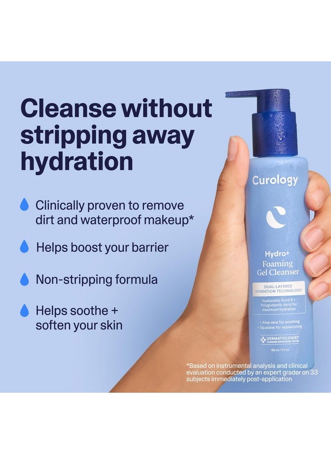 Curology Hydro+ Foaming Gel Facial Cleanser, Gentle Face Wash, Hydrating, Non-Stripping, Sensitive Skin Care, Fragrance Free, 5 fl oz