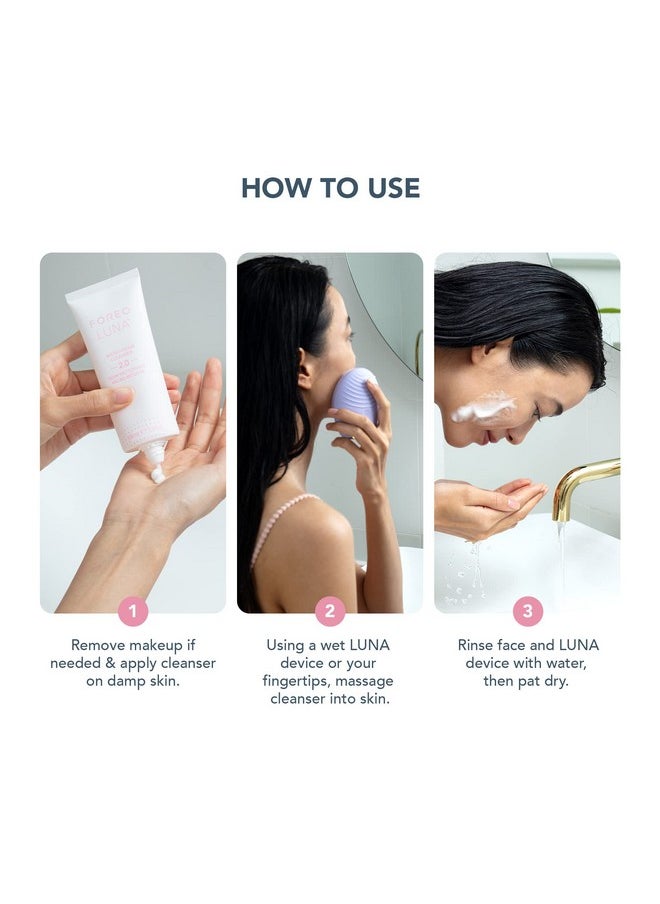 FOREO LUNA Micro-Foam Face Cleanser 2.0 - Exfoliating Face Wash - Pore Minimizer - All Skin Types Facial Cleanser - Travel Size - Vegan - Facial Skin Care Products with Vitamin E - 3.3oz