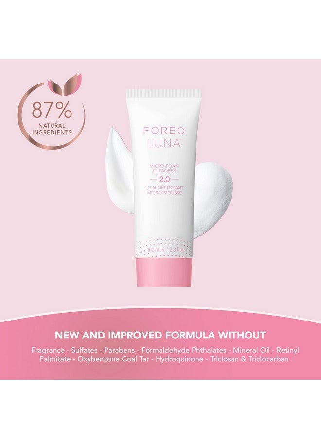 FOREO LUNA Micro-Foam Face Cleanser 2.0 - Exfoliating Face Wash - Pore Minimizer - All Skin Types Facial Cleanser - Travel Size - Vegan - Facial Skin Care Products with Vitamin E - 3.3oz