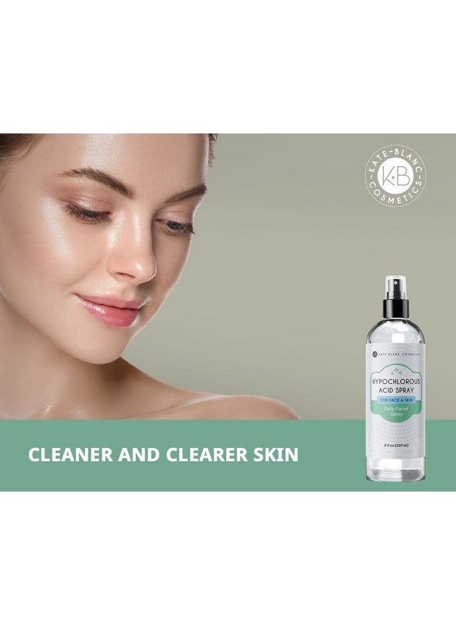 Kate Blanc Cosmetics Hypochlorous Acid Spray for Face and Skin. Gentle Facial Cleanser for Acne and Body with .02% HOCl (8oz)