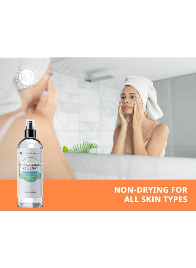 Kate Blanc Cosmetics Hypochlorous Acid Spray for Face and Skin. Gentle Facial Cleanser for Acne and Body with .02% HOCl (8oz)