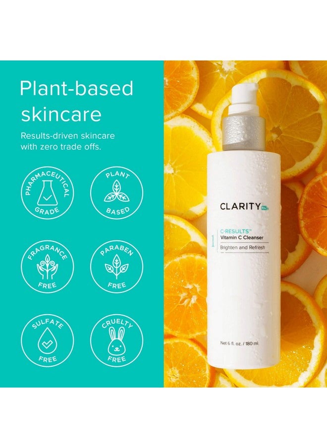ClarityRx C-Results Vitamin C Facial Cleanser, Natural Plant-Based Brightening Face Wash with Lactic Acid (1 fl oz)