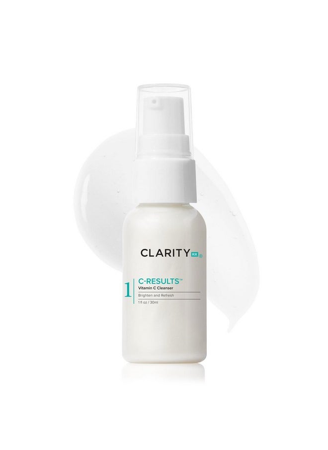 ClarityRx C-Results Vitamin C Facial Cleanser, Natural Plant-Based Brightening Face Wash with Lactic Acid (1 fl oz)