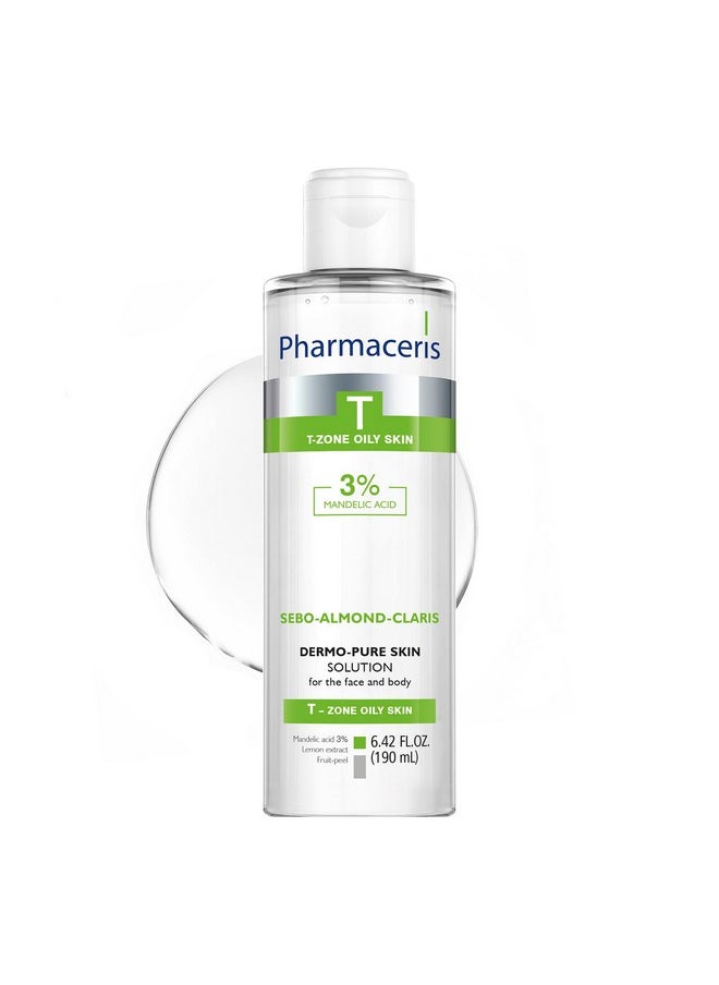 Pharmaceris SEBO Almond Claris Dermo Pure Skin Solution for Face & Body with Mandelic Acid, Reduces The Appearance of Blemishes, Exfoliates Oily & Combination Skin with Imperfections, 6.42 fl oz