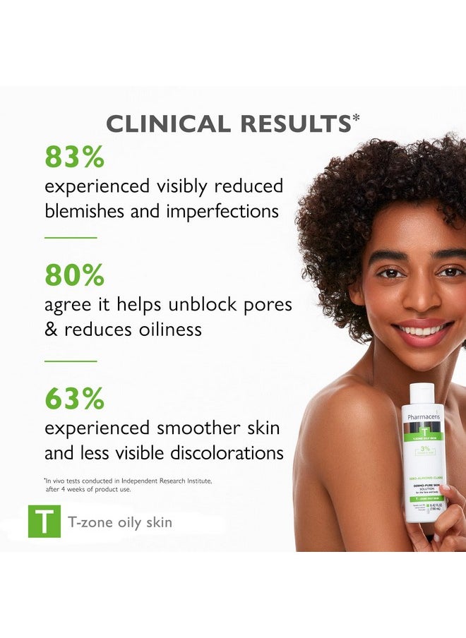 Pharmaceris SEBO Almond Claris Dermo Pure Skin Solution for Face & Body with Mandelic Acid, Reduces The Appearance of Blemishes, Exfoliates Oily & Combination Skin with Imperfections, 6.42 fl oz
