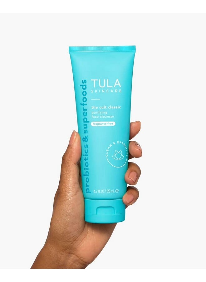 TULA Skin Care Cult Classic Purifying Face Cleanser Fragrance Free - Supersize, Gentle and Effective Face Wash, Makeup Remover, Nourishing and Hydrating, contains Turmeric and Blueberry, 6.7 Fl Oz.