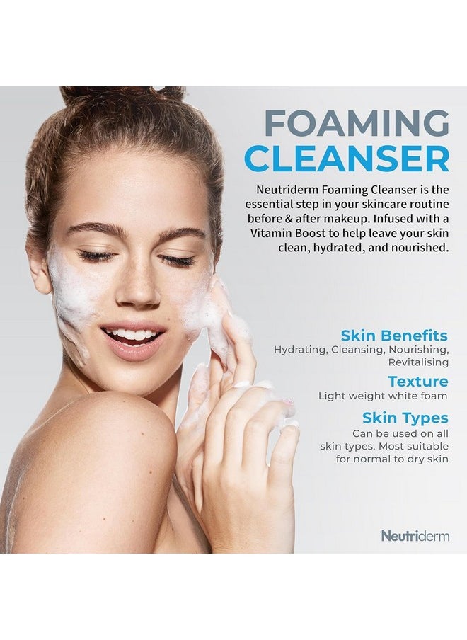 NEUTRIDERM Foaming Cleanser - Hydrating Face Wash with Niacinamide, Panthenol and Vitamin C, Removes Makeup, Deep Cleans Pores, Gently Brightens and Refreshes for All Skin Types, 150ml / 5 fl oz