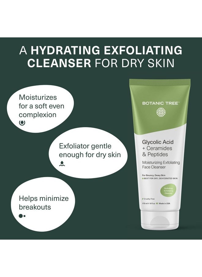 Botanic Tree Hydrating Exfoliating Cleanser with Glycolic Acid, Ceramides & Peptides, Gently exfoliate while hydrating skin for dewy bouncy skin…