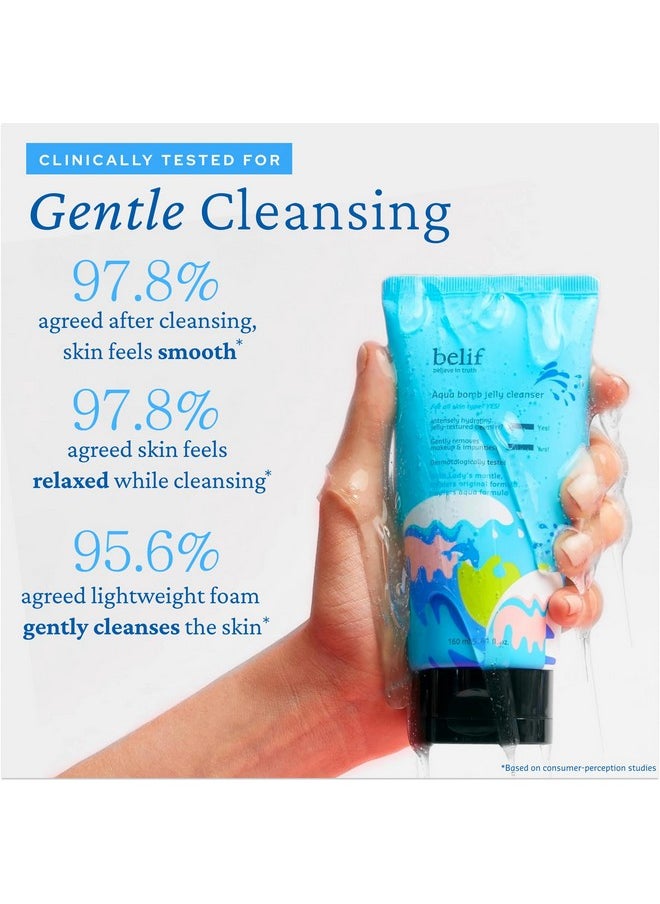 belif Aqua Bomb Hydrating Jelly Cleanser, Gentle Hydrating Face Wash, Mild Facial Cleanser,Good for Dryness, Uneven Texture, Gel-to-Foam Cleanser,For All Skin Types, Korean Skin Care