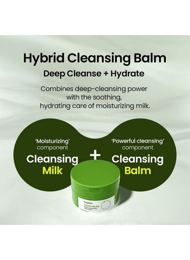 beplain Mung Bean Pore Cleansing Milk Balm (3.38 fl.oz /100ml) for face| Fragrance-Free |Korean Makeup Remover| Non-Greasy Sorbet Texture| Moisturized finish with Ceramides|All in One Facial Cleanser
